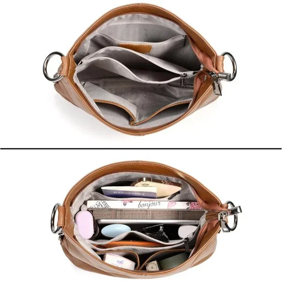 Genuine Leather Women's Medium Crossbody Shoulder Bag with Removable Handle